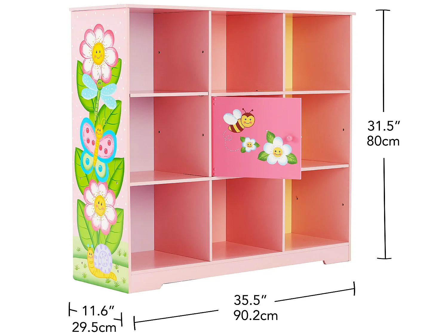 Teamson Kids Houten Kubus Boekenkast Voor Kinder - Kinderslaapkamer Accessoires - Magische Tuin Ontwerp