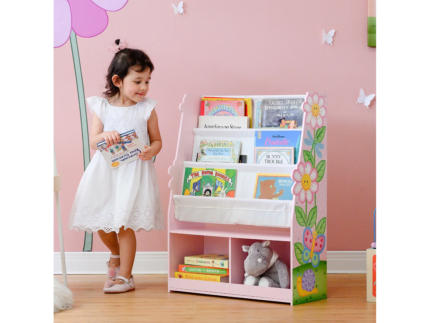 Etagère de rangement enfant fille en Bois Magic Garden rose