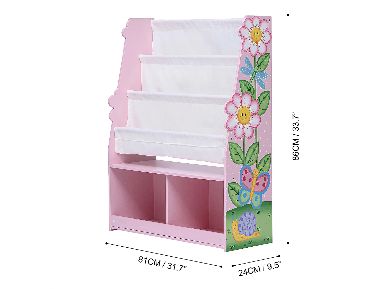 Etagère de rangement enfant fille en Bois Magic Garden rose