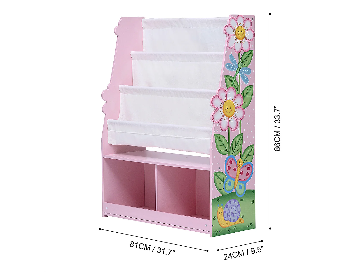 Etagère de rangement enfant fille en Bois Magic Garden rose
