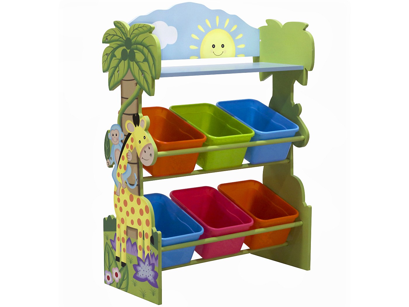 Bibliothèque Enfant Sunny Safari En Bois - Rangement Livres & Jouets | Décor Jungle | 59x37x63 Cm