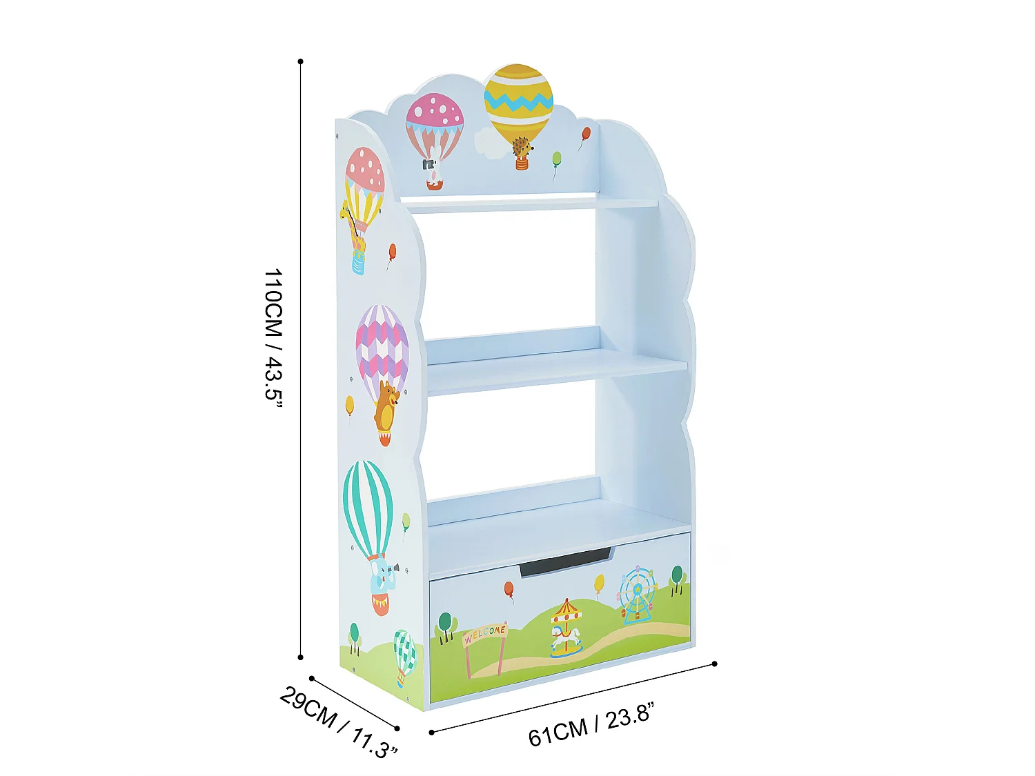 Teamson Kids Houten Boekenkast Voor Kinder - Kinderslaapkamer Accessoires - Heteluchtballon Ontwerp