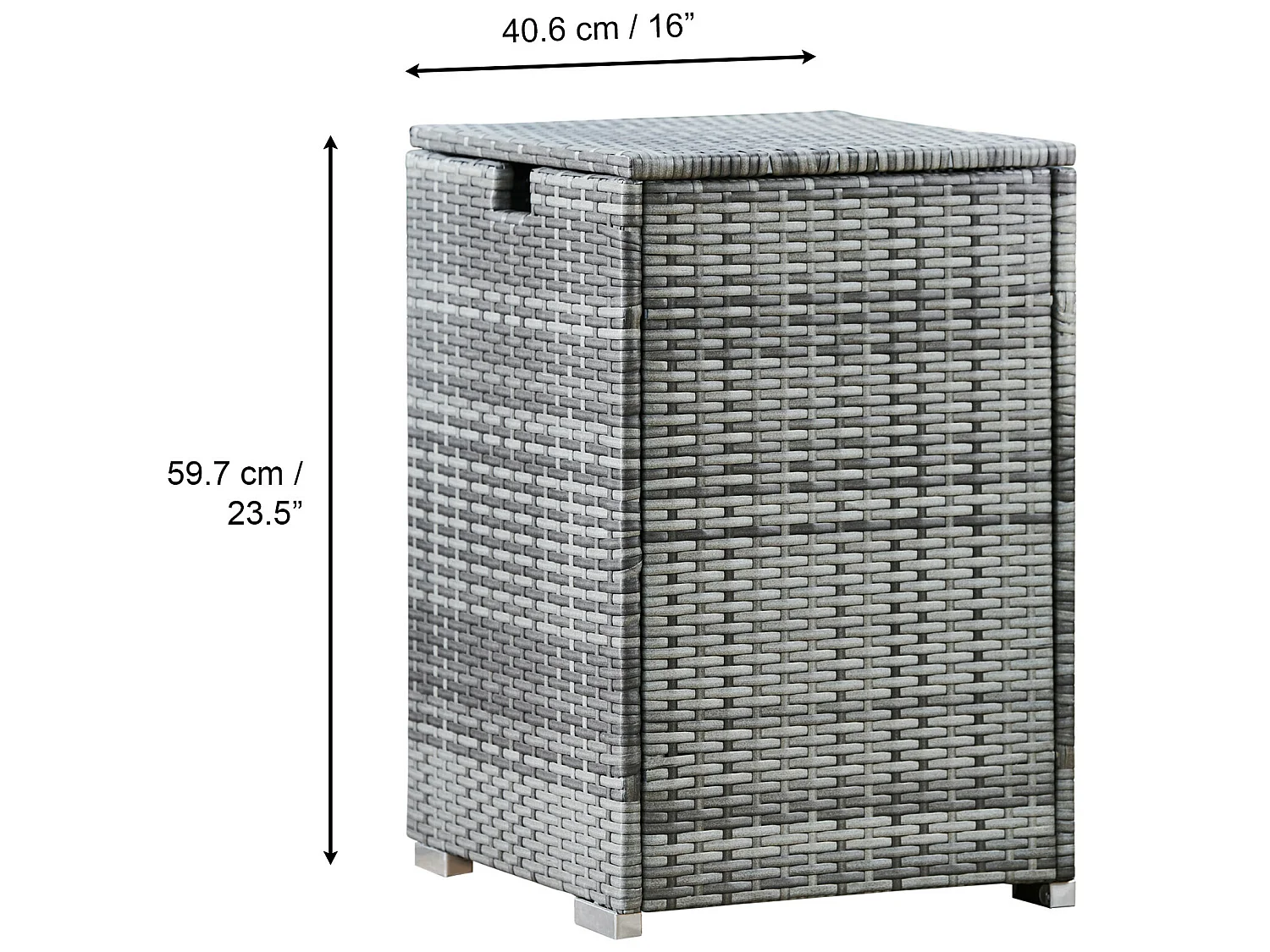 Teamson Home Rotan Propaan Gasflessen Opslag Omslag - Tuinmeubelen - Vierkant - Tot 9kg - Grijs