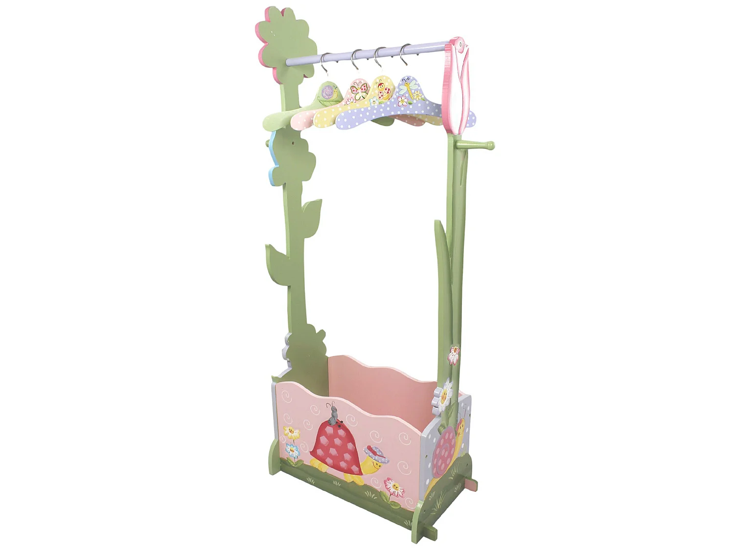 Teamson Kids Houten Garderobe Met 4 Hangers Voor Kinder Kinderslaapkamer Accessoires - Magische Tuin Ontwerp