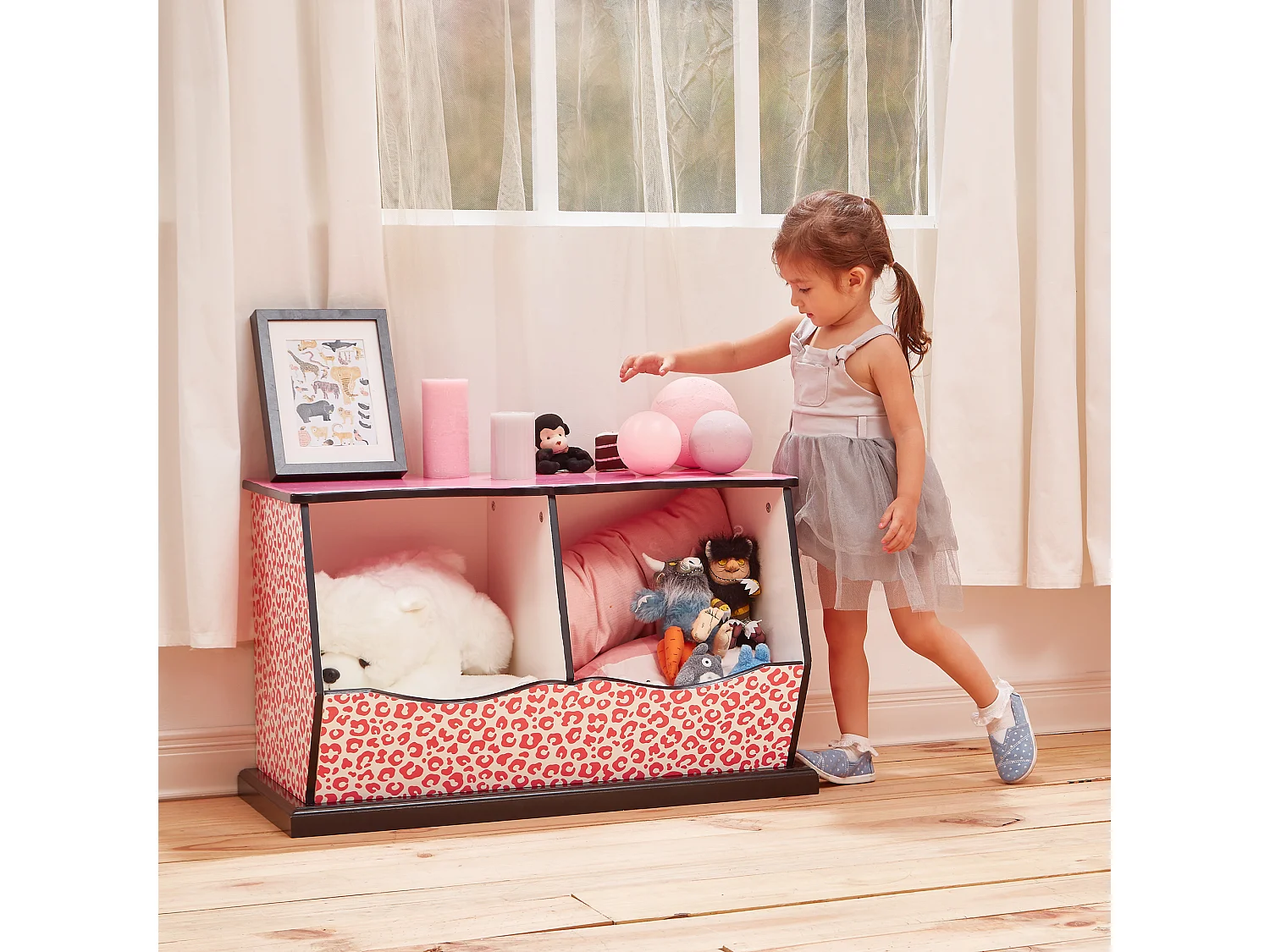 Meuble de rangement enfant en bois rose blanche Teamson Kids TD-12473P