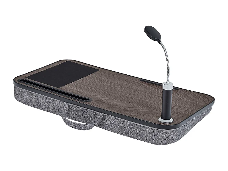 Teamson Home Tragbarer Schoß-Schreibtisch für Laptop-Computer mit gepolstertem Boden, abnehmbarem LED-Licht, Mauspad, Tablet-Steckplatz, Holzmaserung VNF-00112-UK