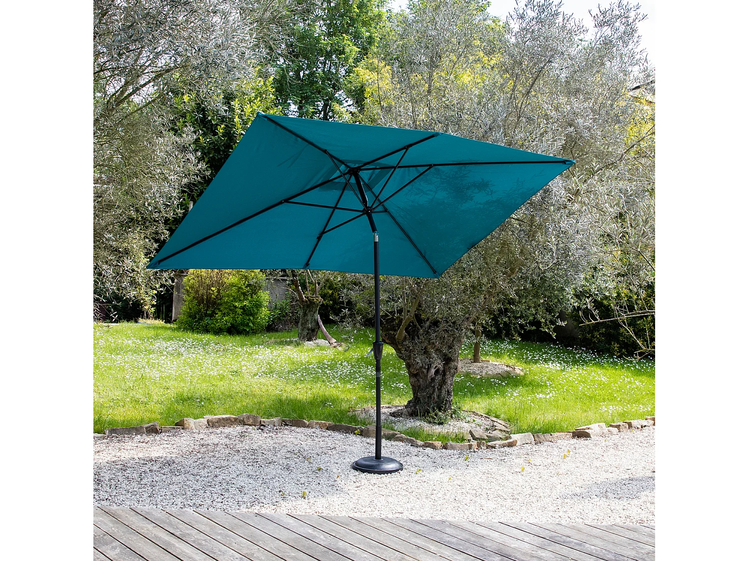 HAPUNARechthoekige rechte parasol 2x3m blauw