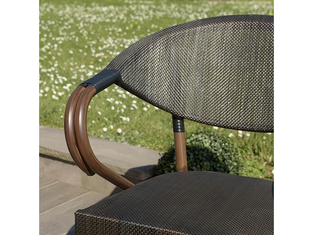 VIANNEY - Lot de 2 chaises de jardin bistrot en acier textilène marron