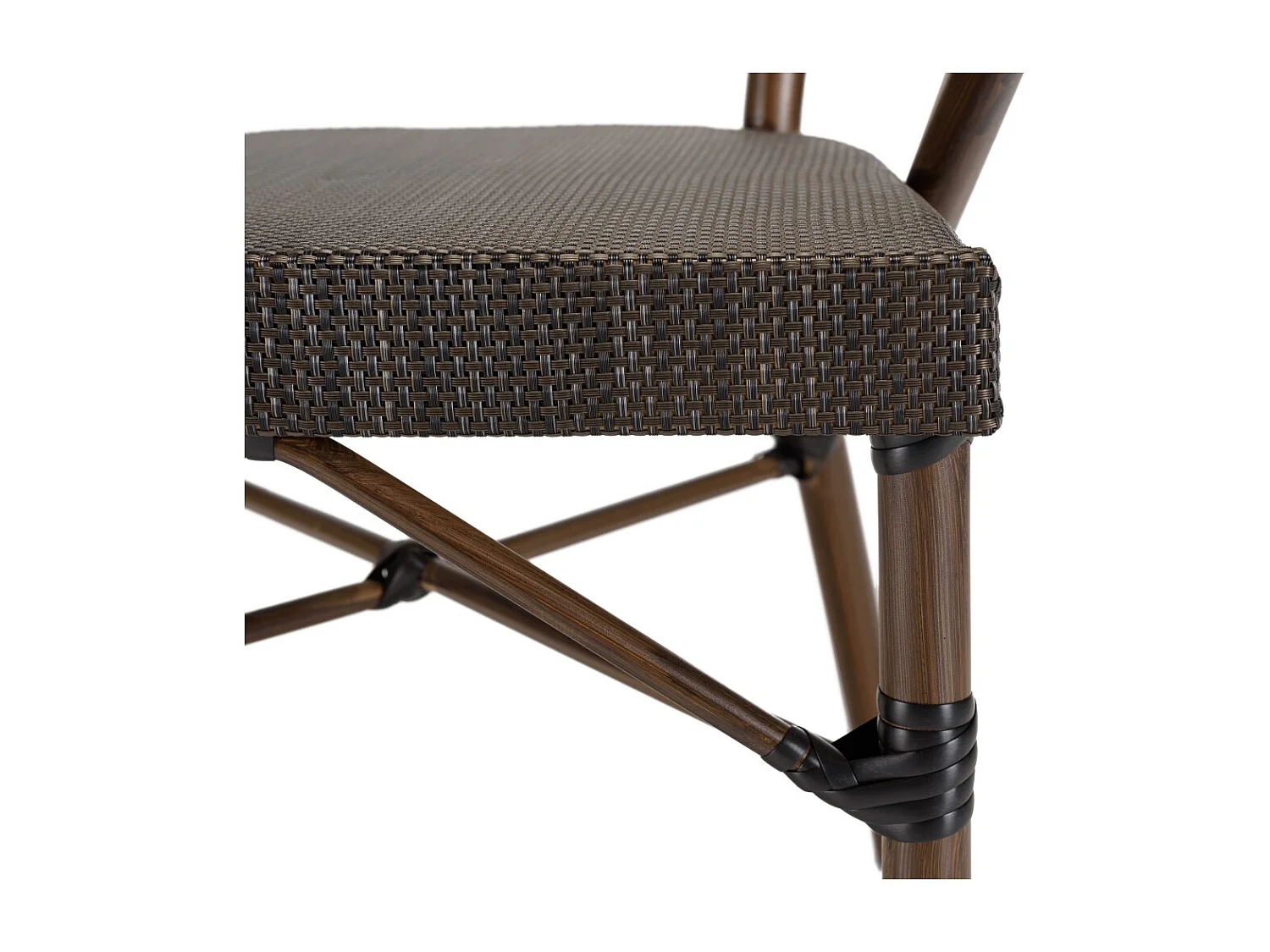 VIANNEY - Lot de 2 chaises de jardin bistrot en acier textilène marron