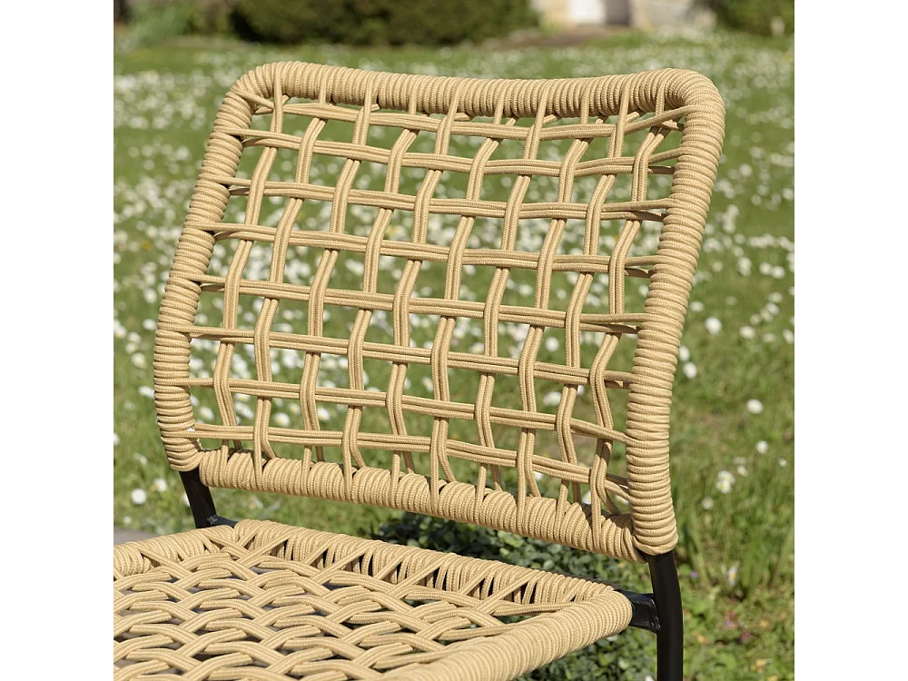 VIANNEY - Lot de 2 chaises de jardin en cordage tressé beige