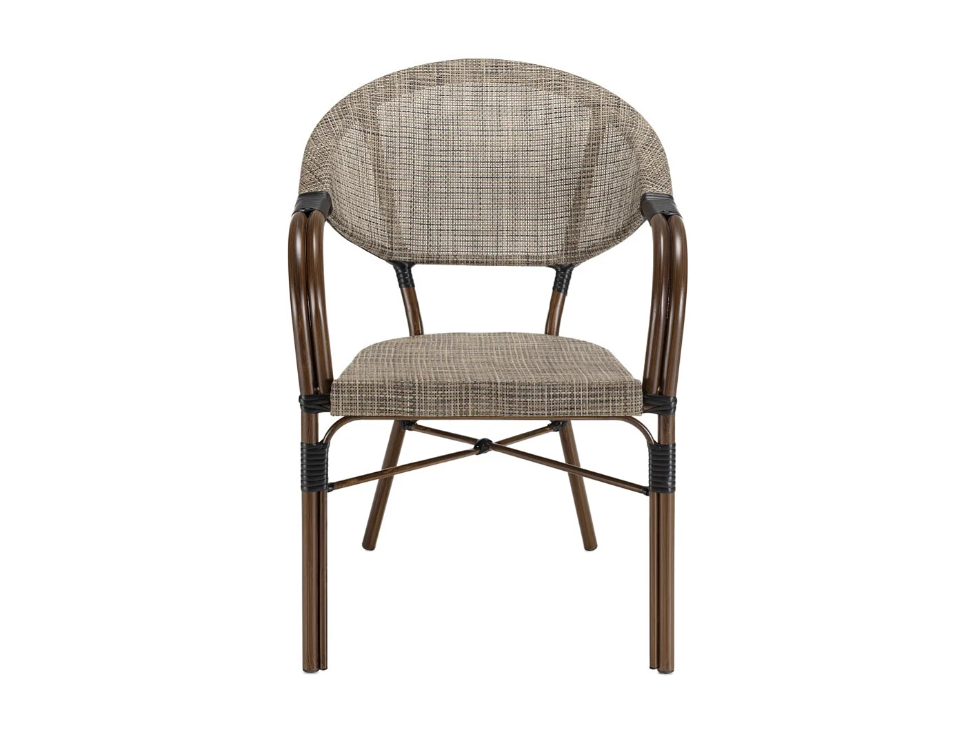 VIANNEY - Lot de 2 chaises de jardin bistrot en acier textilène taupe