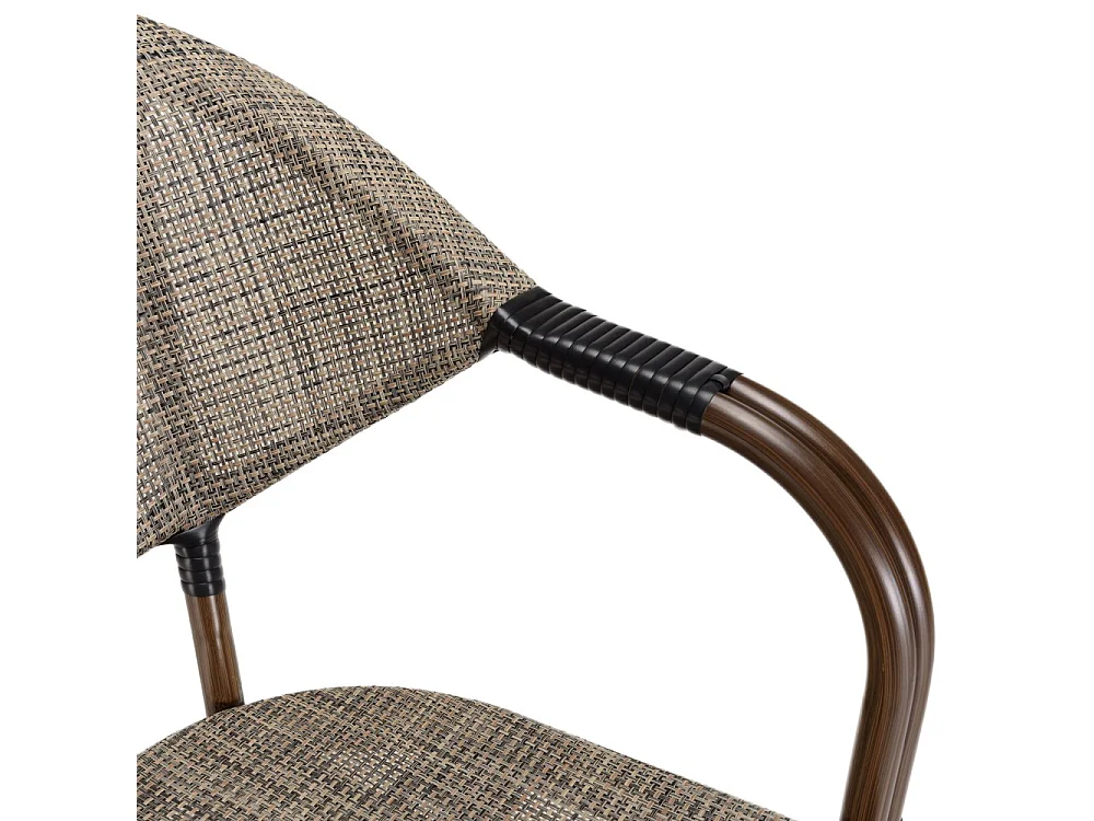 VIANNEY - Lot de 2 chaises de jardin bistrot en acier textilène taupe