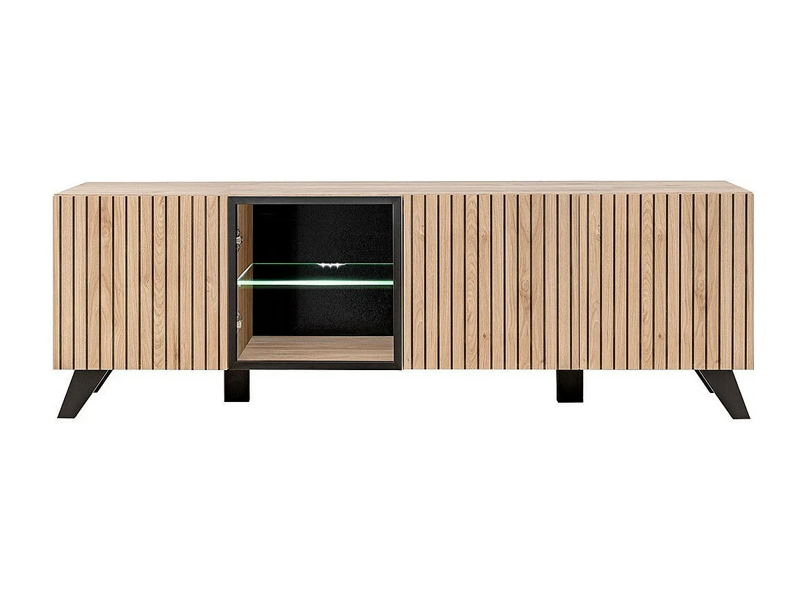 Conjunto de 4 muebles de salón NIELSEN - Roble y negro