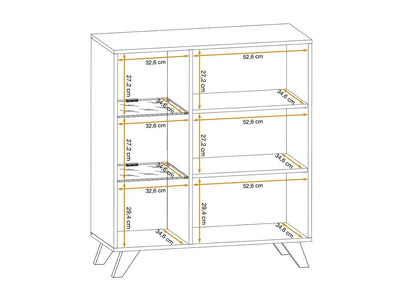 Set von 4 Wohnzimmermöbeln NIELSEN – Dekorativer Kamin in Eiche und Schwarz