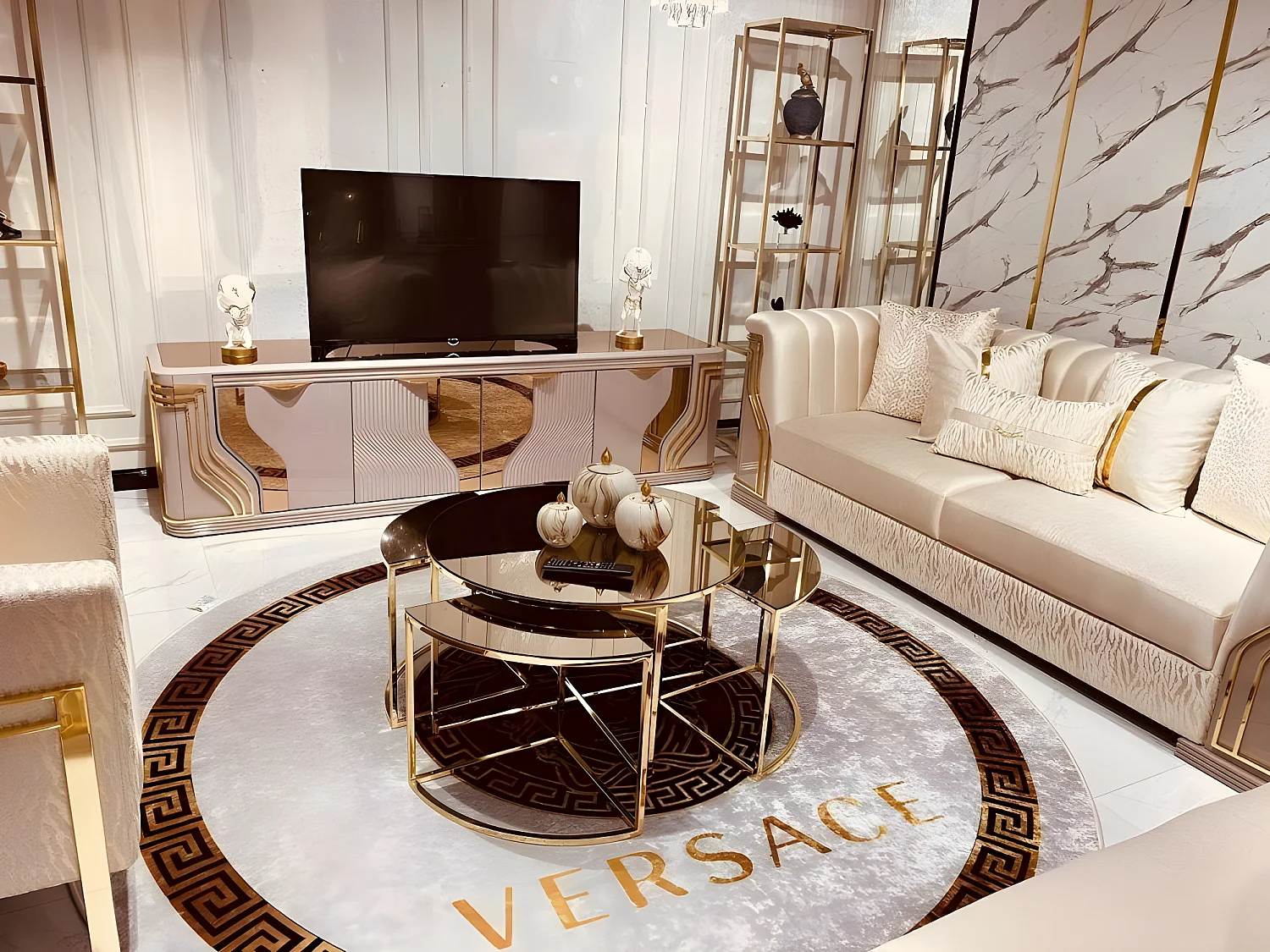 Sofagarnitur 3+3+1+1 Sitz Couch Polster Garnitur Set Metall Garnituren 3tlg