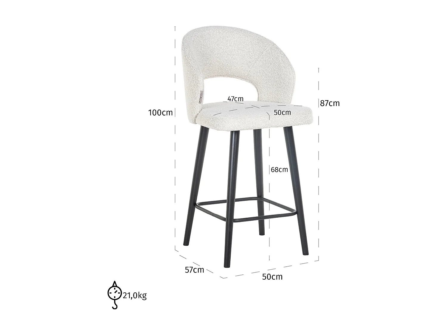 Chaise de bar Savoy bouclé