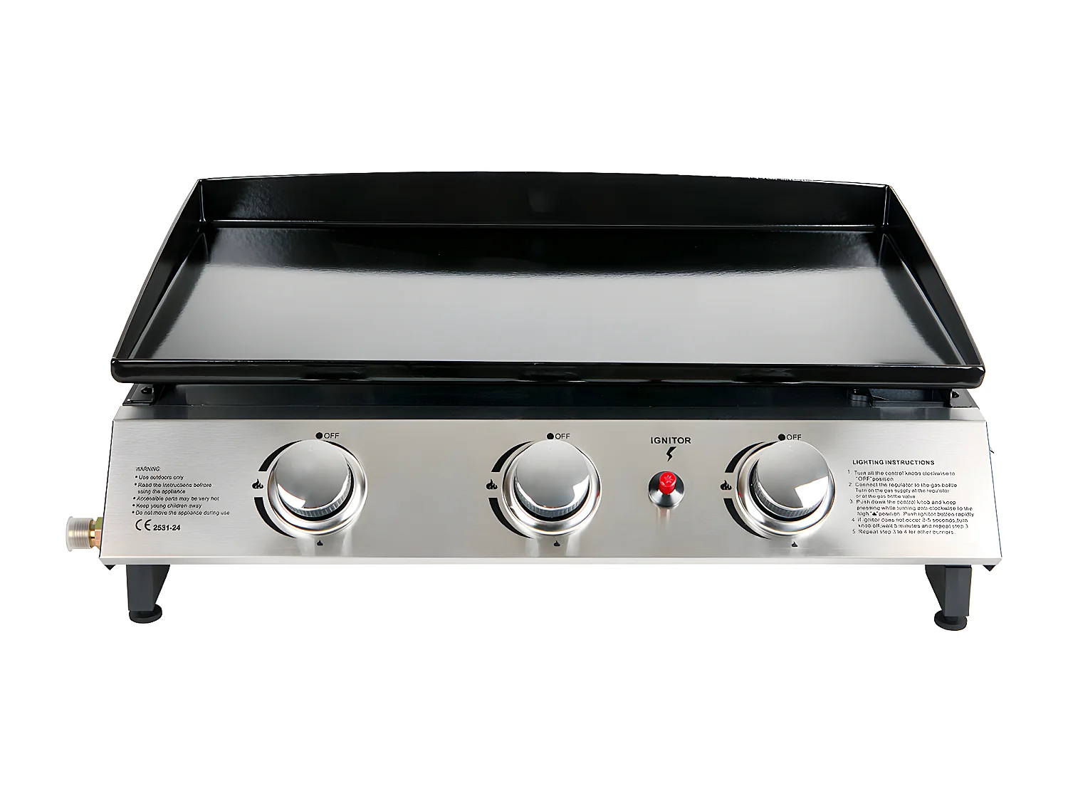 COOKER - Plancha au Gaz II - Acier émaillé laminé à froid - Brûleurs acier inoxydable - Cuisson homogène et savoureuse - 3 Brûleurs 7,5 KW