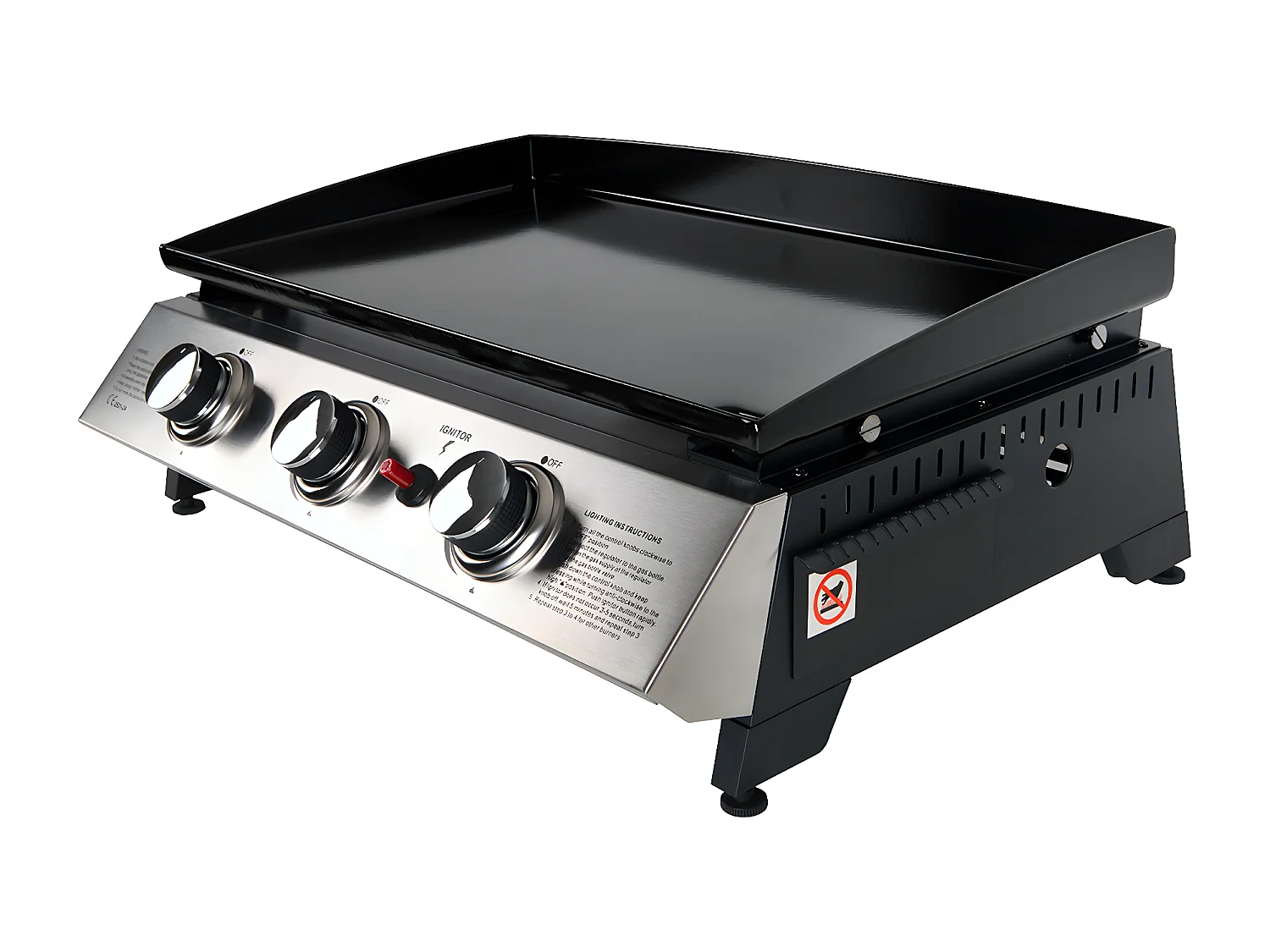 COOKER - Plancha au Gaz II - Acier émaillé laminé à froid - Brûleurs acier inoxydable - Cuisson homogène et savoureuse - 3 Brûleurs 7,5 KW