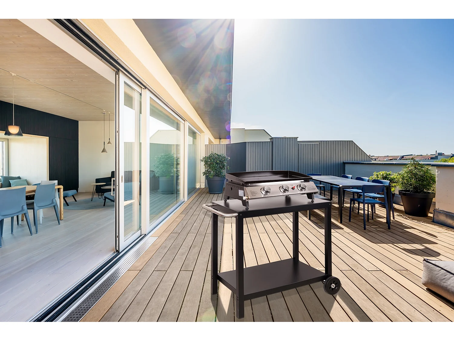 COOKER - Plancha au Gaz II - Acier émaillé laminé à froid - Brûleurs acier inoxydable - Cuisson homogène et savoureuse - 3 Brûleurs 7,5 KW