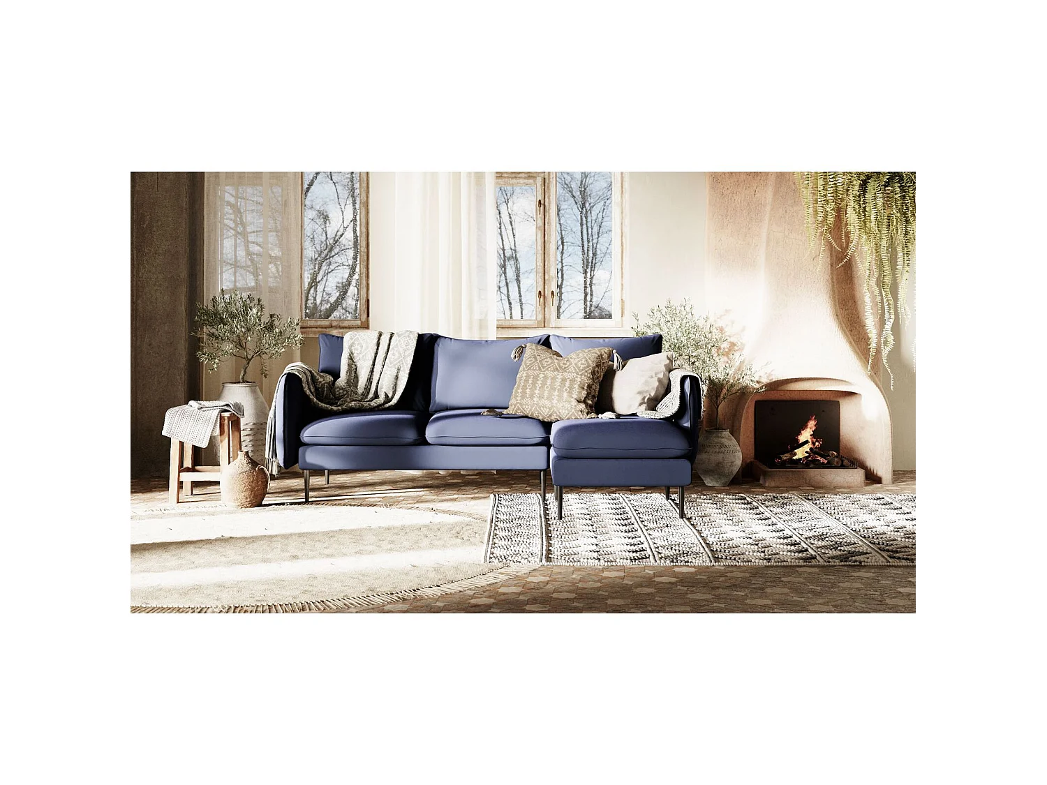 Canapé d'angle 3 places posh black