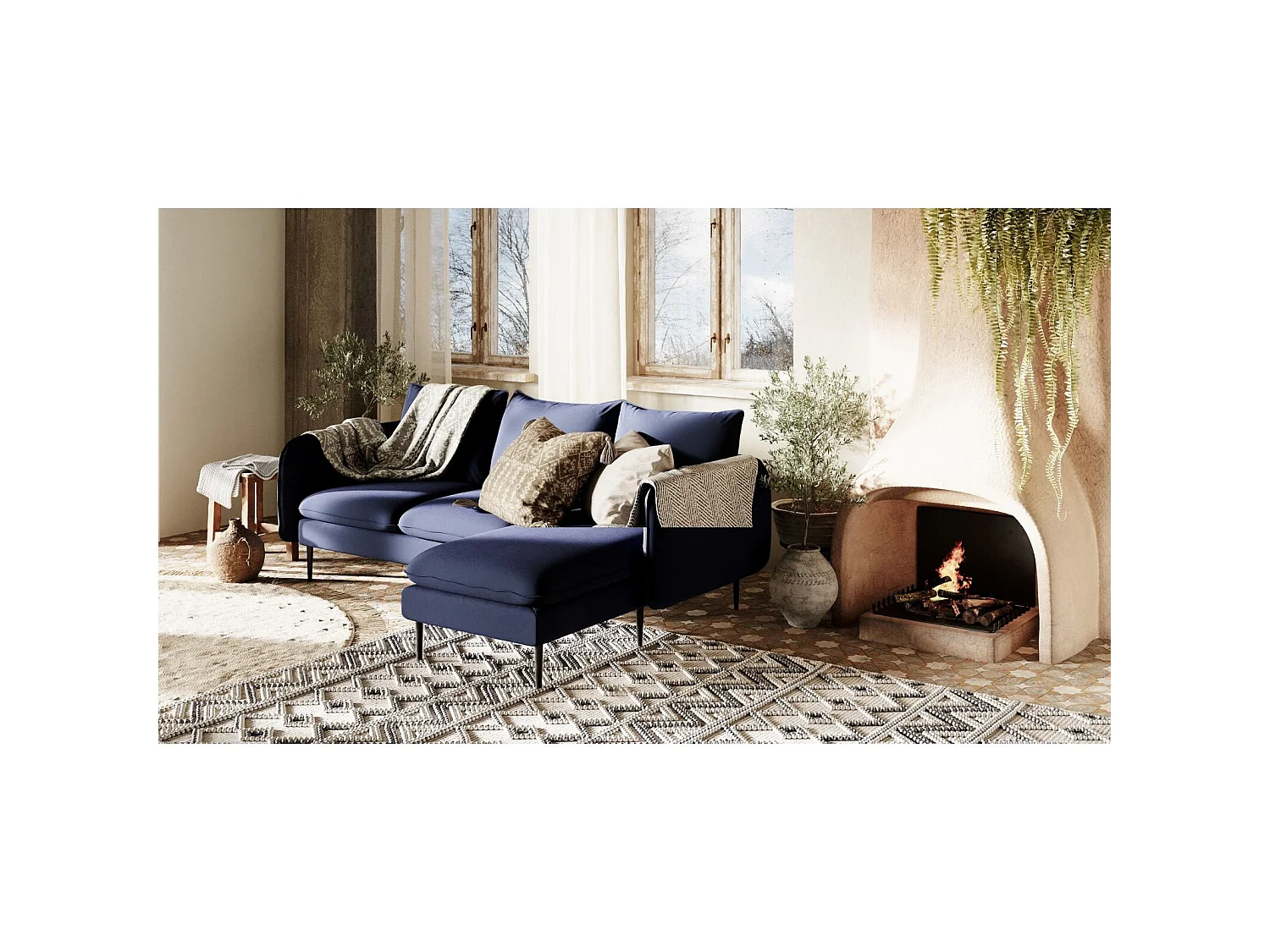 Canapé d'angle 3 places posh black