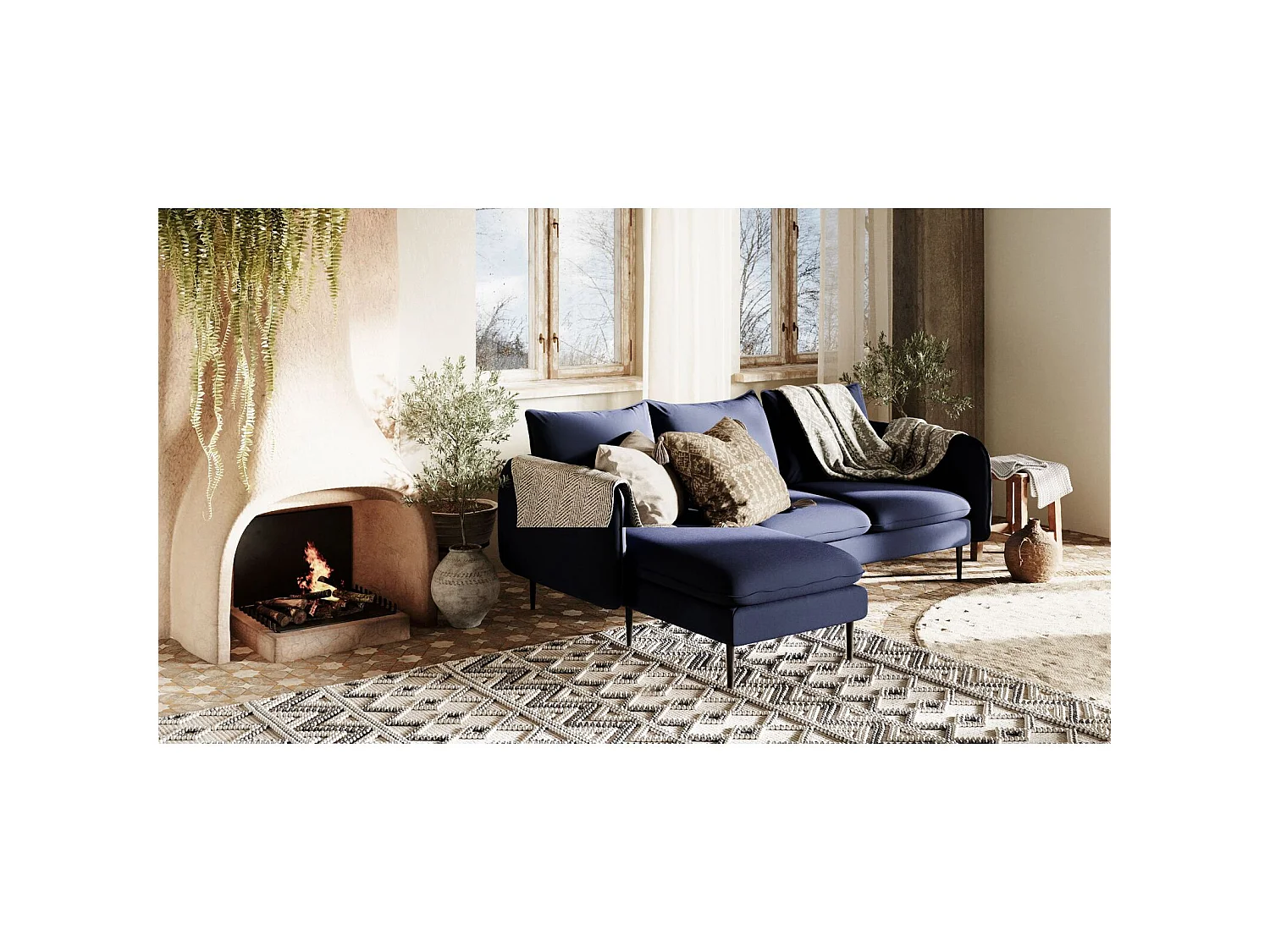 Canapé d'angle 3 places posh black