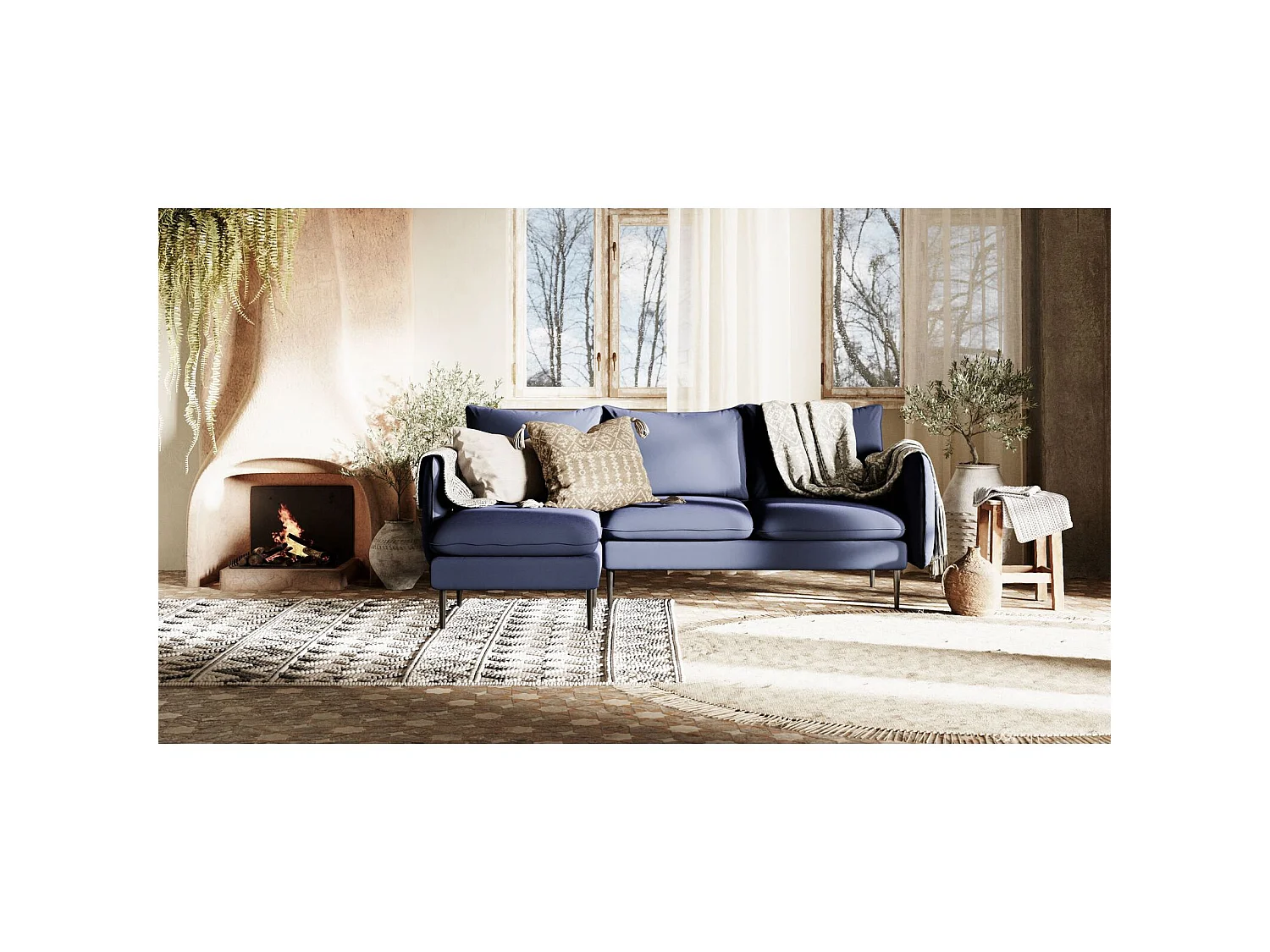 Canapé d'angle 3 places posh black