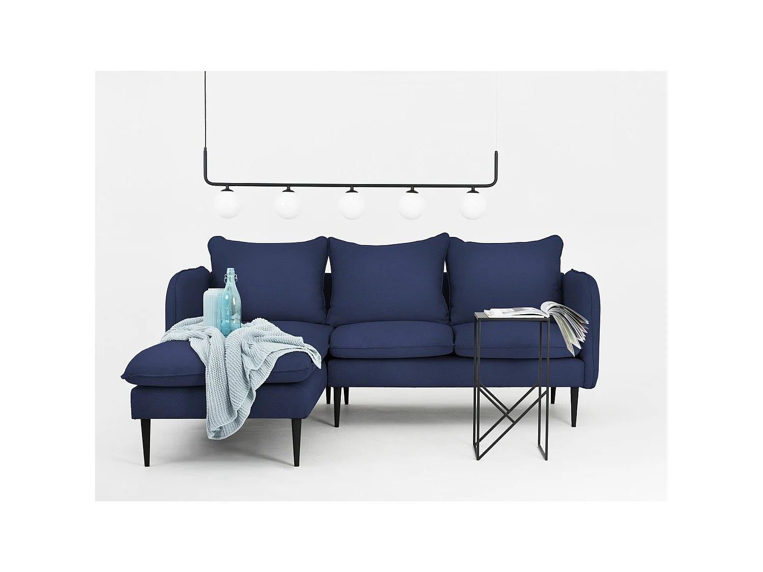 Canapé d'angle 3 places posh black