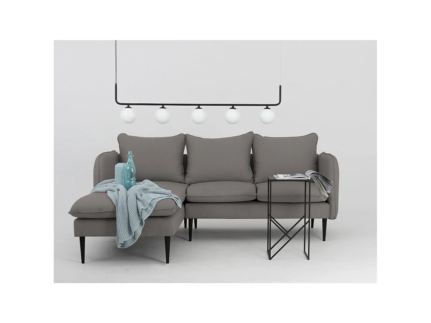 Canapé d'angle 3 places posh black