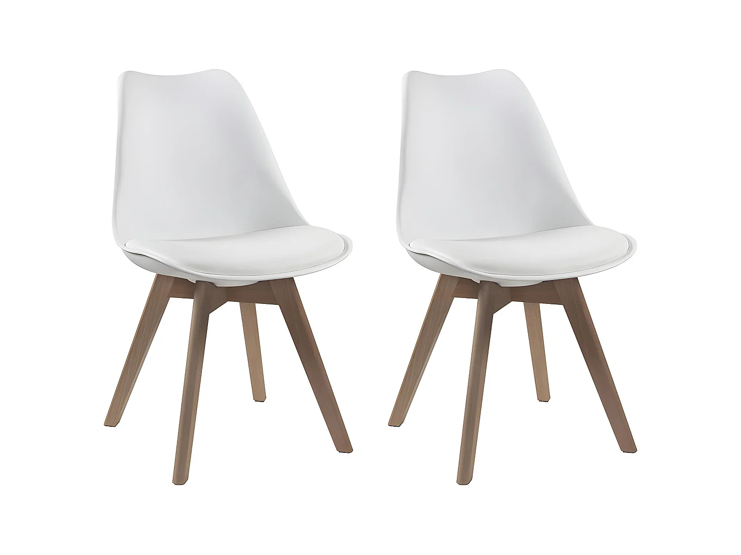 Lot de 2 chaises JODY - Polypropylène et Hêtre - Blanc