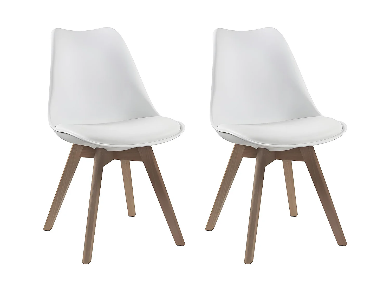Set van 2 stoelen JODY - Polypropyleen, kunstleer en beuken - Wit