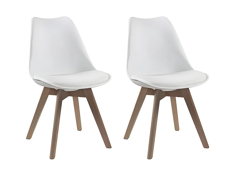 Set van 2 stoelen JODY - Polypropyleen, kunstleer en beuken - Wit