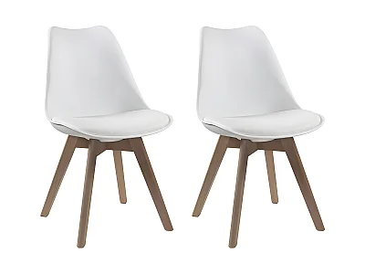 Lot de 2 chaises JODY - Polypropylène et Hêtre - Blanc