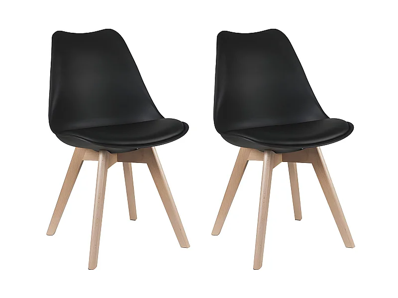 Lot de 2 chaises JODY - Polypropylène et Hêtre - Noir