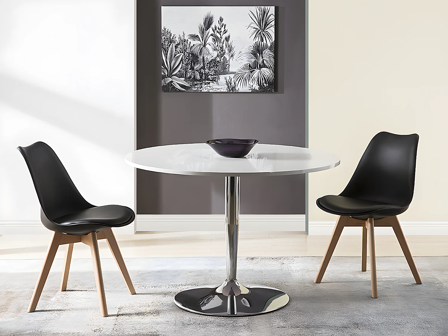Lot de 2 chaises JODY - Polypropylène et Hêtre - Noir