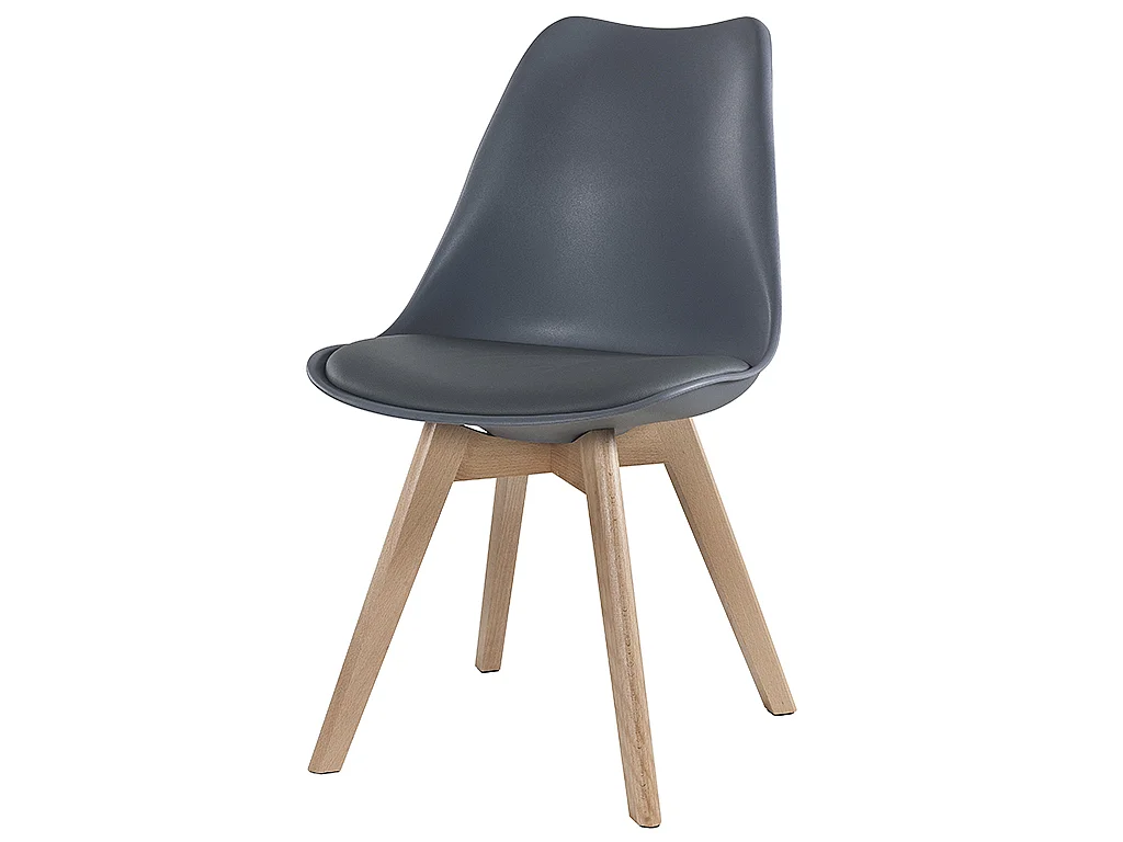 Lot de 2 chaises JODY - Polypropylène et Hêtre -  Gris