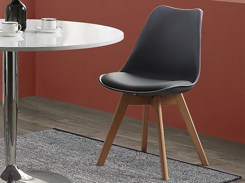 Lot de 2 chaises JODY - Polypropylène et Hêtre -  Gris