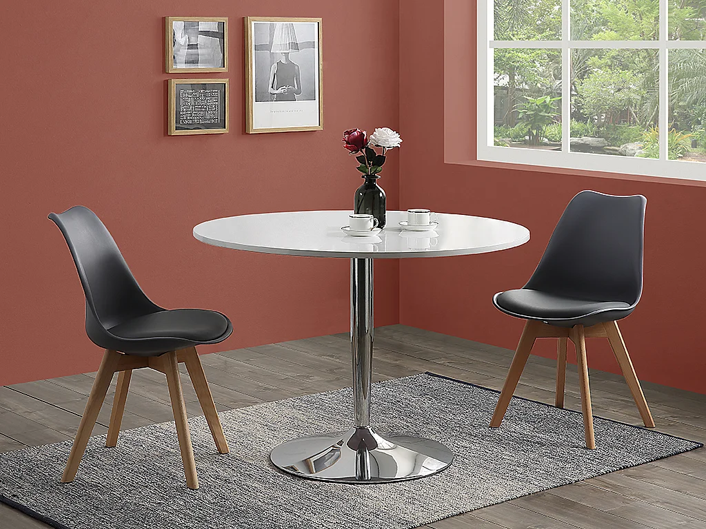Lot de 2 chaises JODY - Polypropylène et Hêtre -  Gris