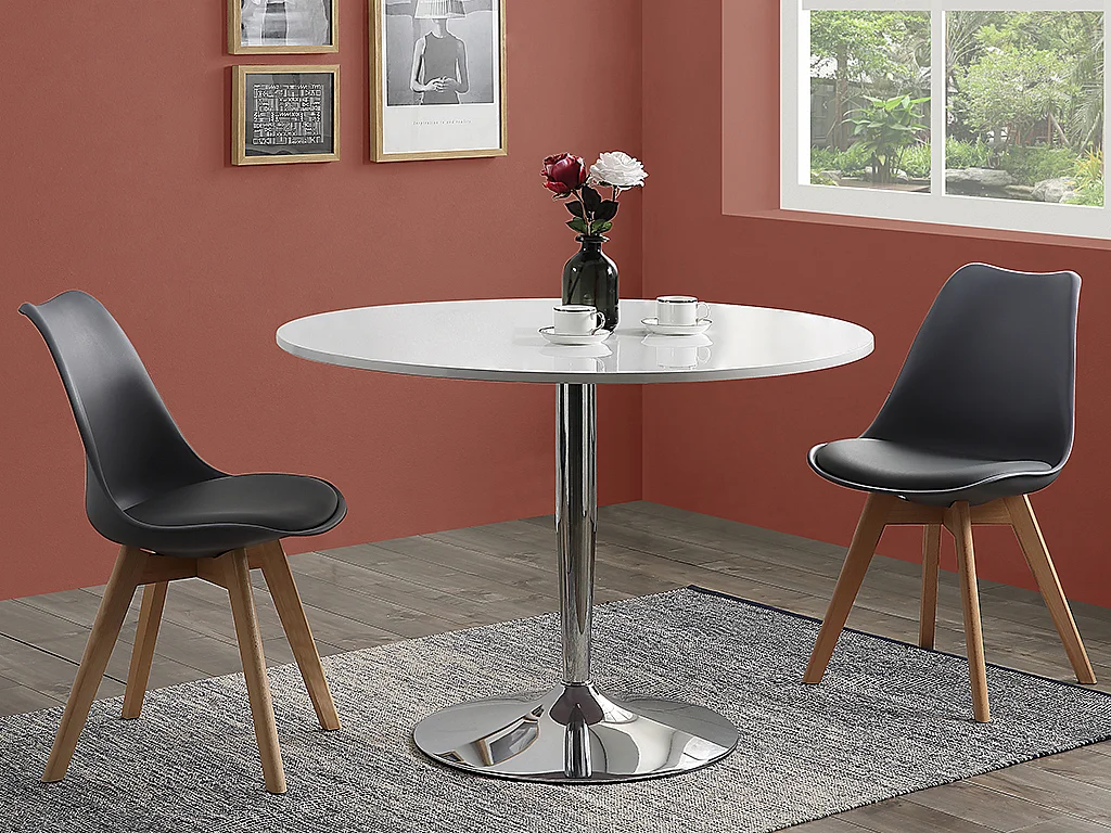 Lot de 2 chaises JODY - Polypropylène et Hêtre -  Gris