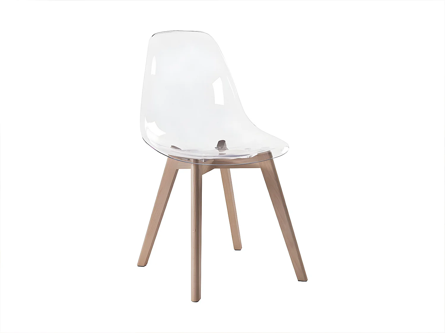 Lot de 2 chaises AUDRA - Polycarbonate et Hêtre - Transparent