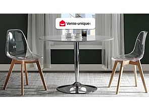 Sett med 2 AUDRA-stoler - Polykarbonat og Bøketre - Transparent