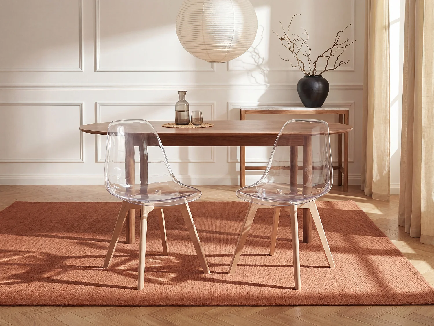 Set of 2 chairs - Polycarbonate and beech - Transparent - AUDRA
