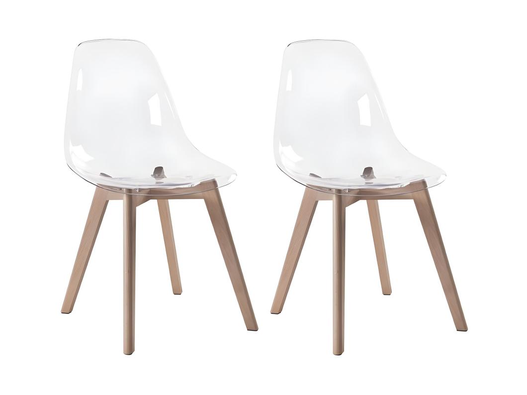 Lot de 2 chaises AUDRA - Polycarbonate et Hêtre - Transparent