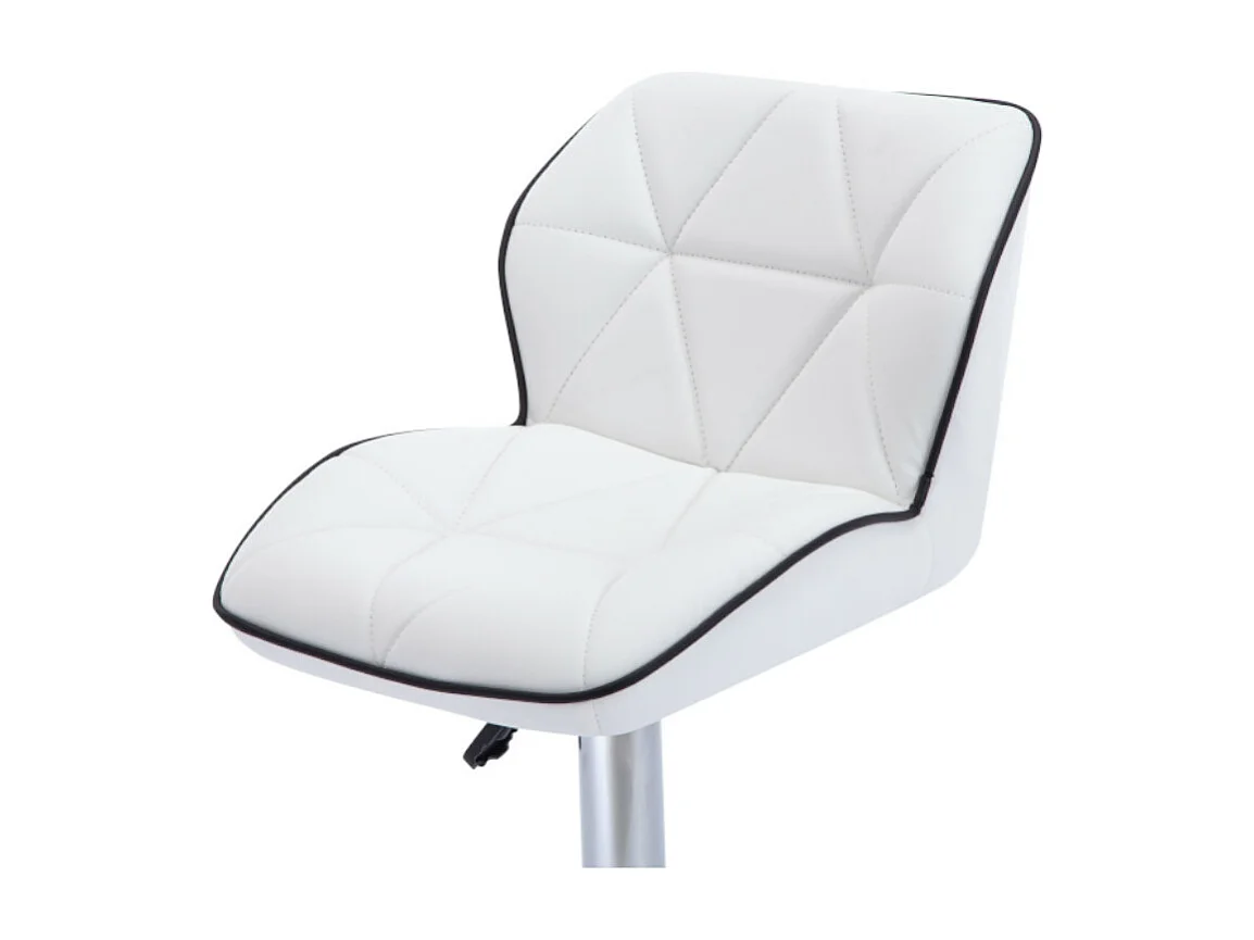 Lot de 2 tabourets de bar en simili et acier chromé - Hauteur réglable - Blanc - CALVIN