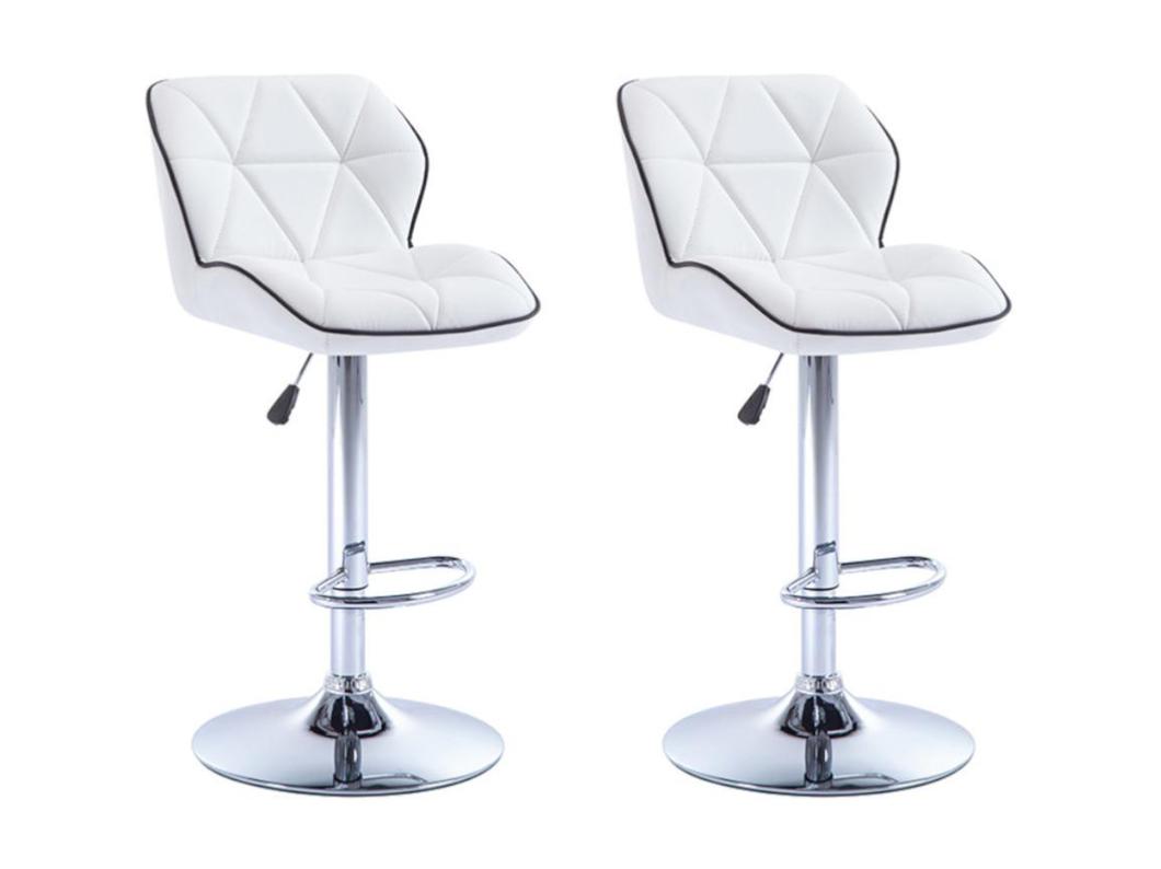Barhocker 2er-Set höhenverstellbar - Kunstleder - Weiß - CALVIN