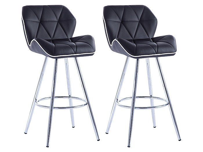 Barhocker (2er-Set) - Kunstleder - Farbe Schwarz BARNEY