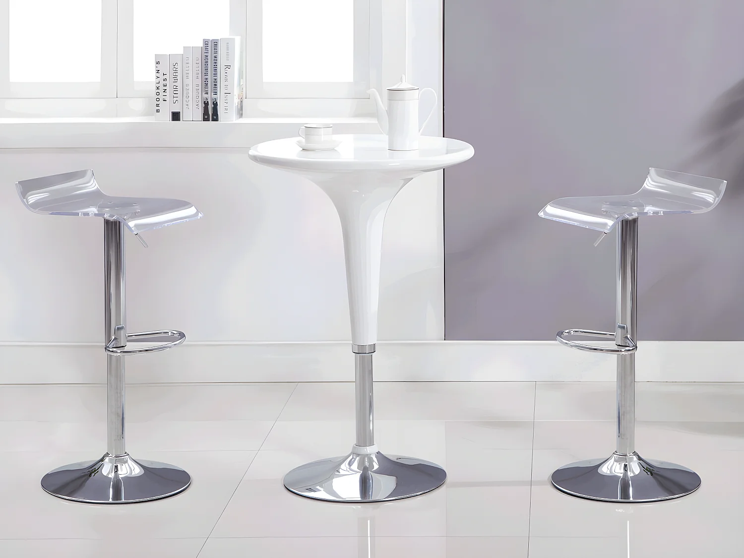 Lot de 2 tabourets de bar OLIVER - Acrylique - Transparent