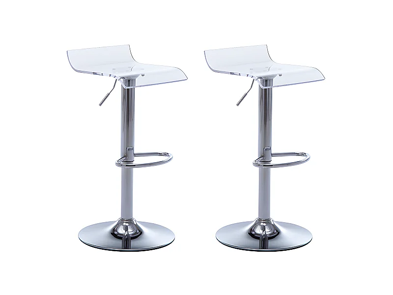 Lot de 2 tabourets de bar OLIVER - Acrylique - Transparent