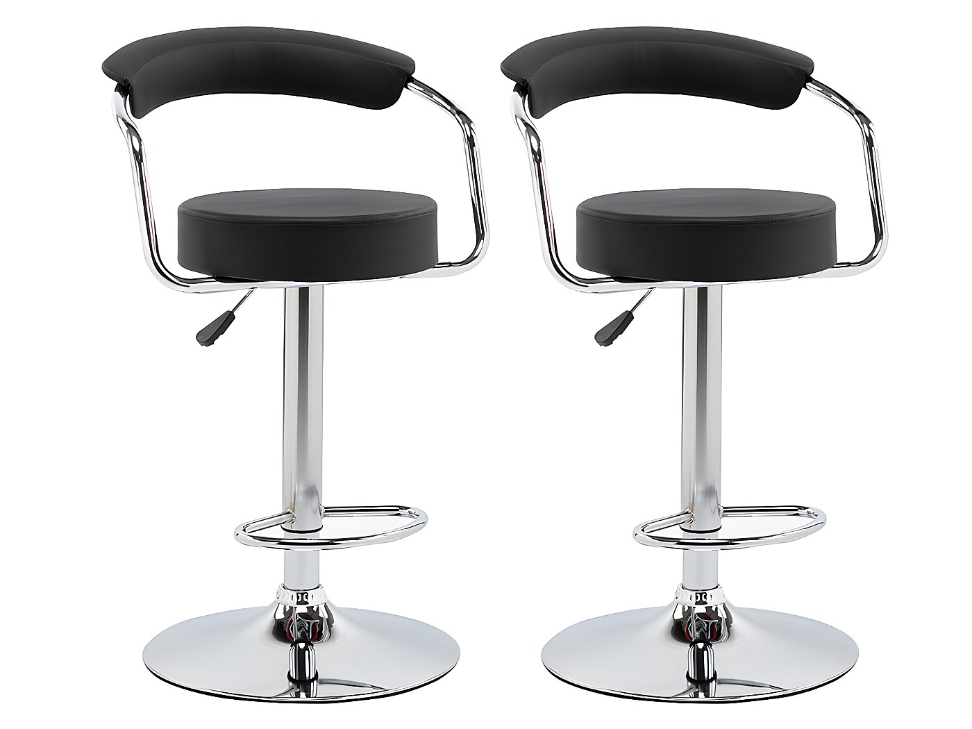 Juego de 2 taburetes de bar - Piel sintética y pata de acero cromado