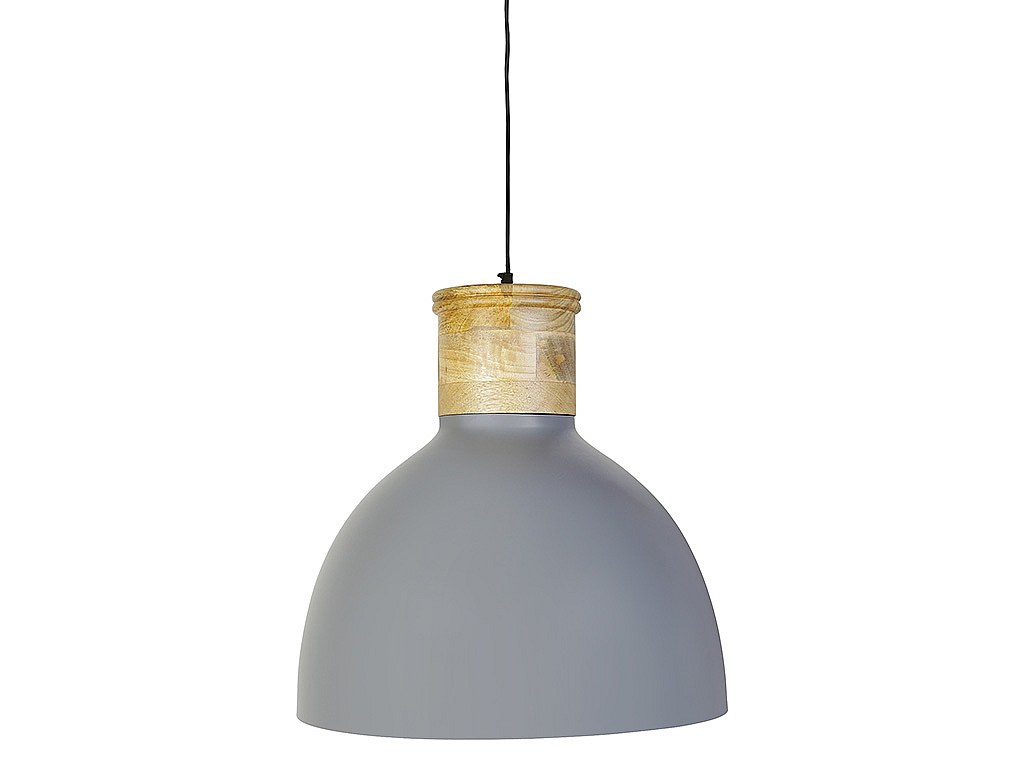 Deckenleuchte industriell EDGARD - Eisen-Holz - 40x40x40cm